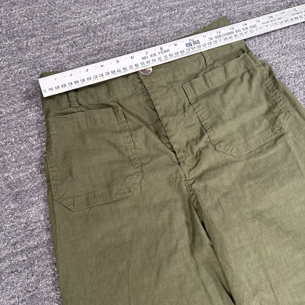 Anthropologie Maeve The Colette Pants Women 28 Green Linen Wide Leg Crop Beach - Picture 9 of 11